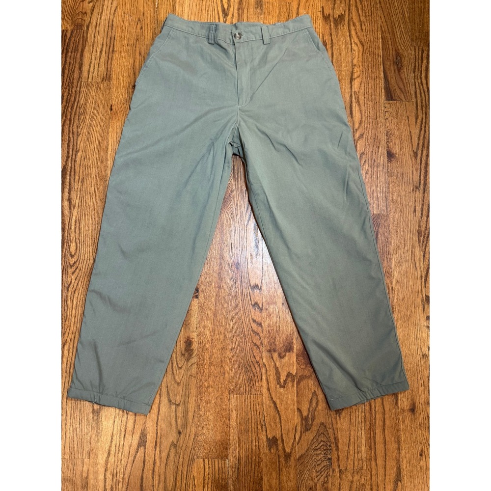 LL Bean Freeport Maine Mens Sage Green Lined Straight Leg Trousers 34x29‎